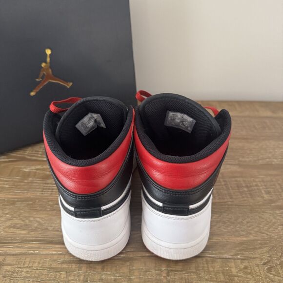 Nike Air Jordan 1 Mid mens basketball shoes white red black size 7.5 - Picture 3 of 11